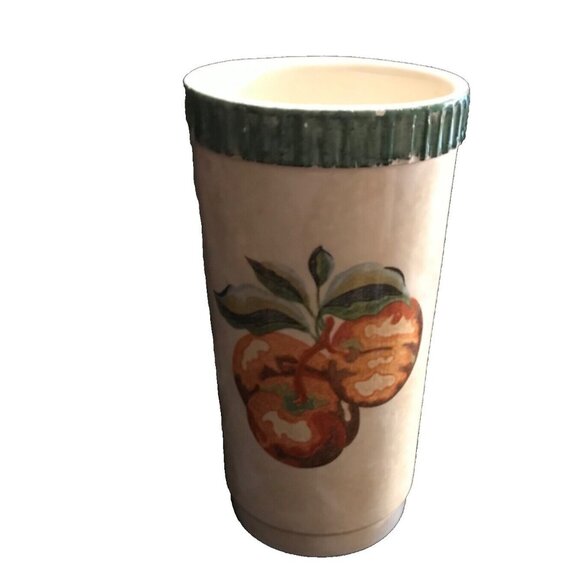 Vintage Himark Italian Ceramic Wine Cooler With Peach Design 9" Tall - Picture 1 of 5